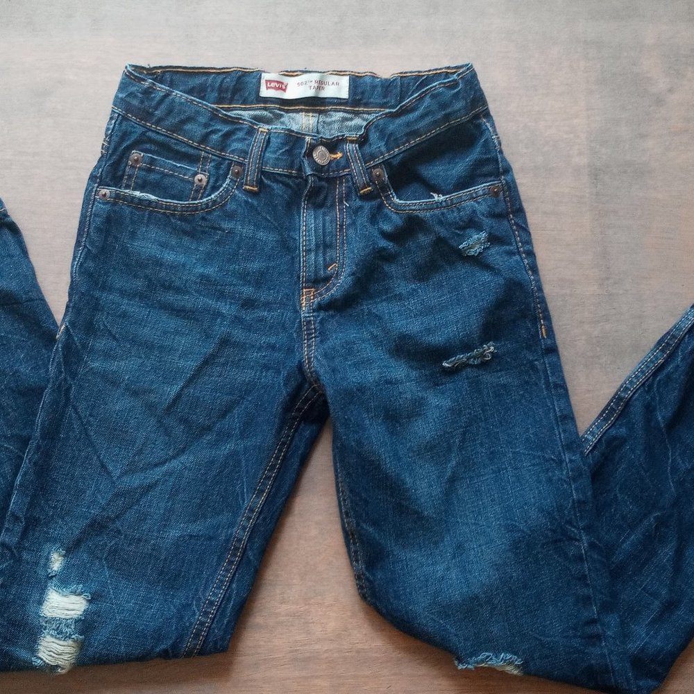 Levis Regular Taper Blue Denim distressed Jeans for Boys size 10